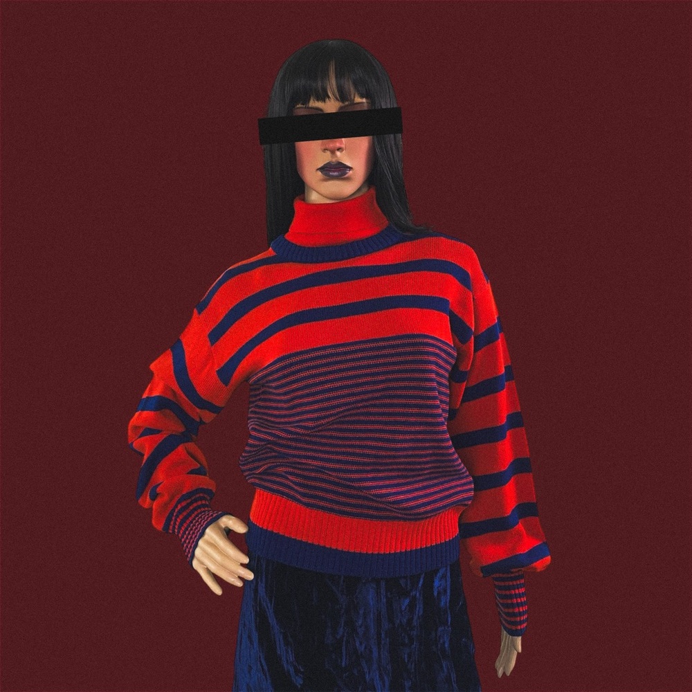 3/$25 Vintage 80s Daddy’$ Money red and blue striped turtleneck